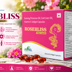 Rosebliss Evening Primrose Oil, Cod Liver Oil & Vitamin E Softgel Capsules – 30 Capsules