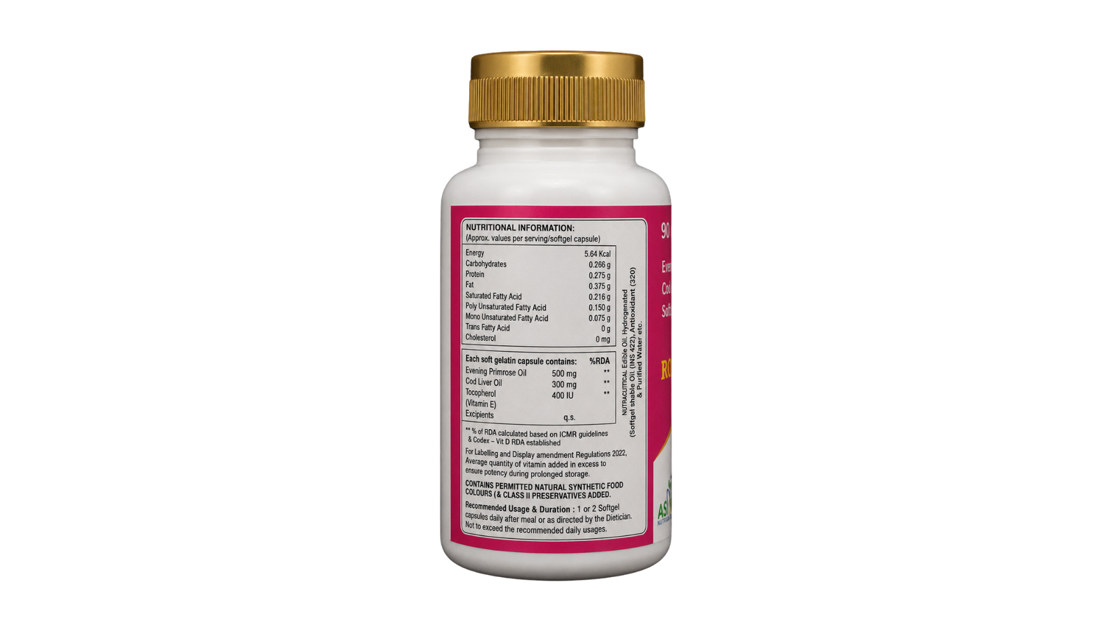 Rosebliss Evening Primrose Oil, Cod Liver Oil & Vitamin E Softgel Capsules – 90 Capsules - Image 2